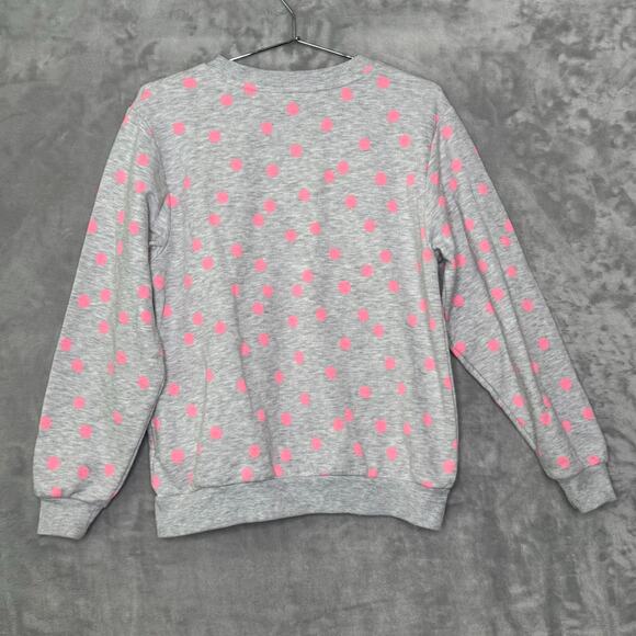H&M Sweatshirt Girls 8/10 Heather Gray Pink Polka Dot Sequin Unicorn Pullover - Picture 6 of 6